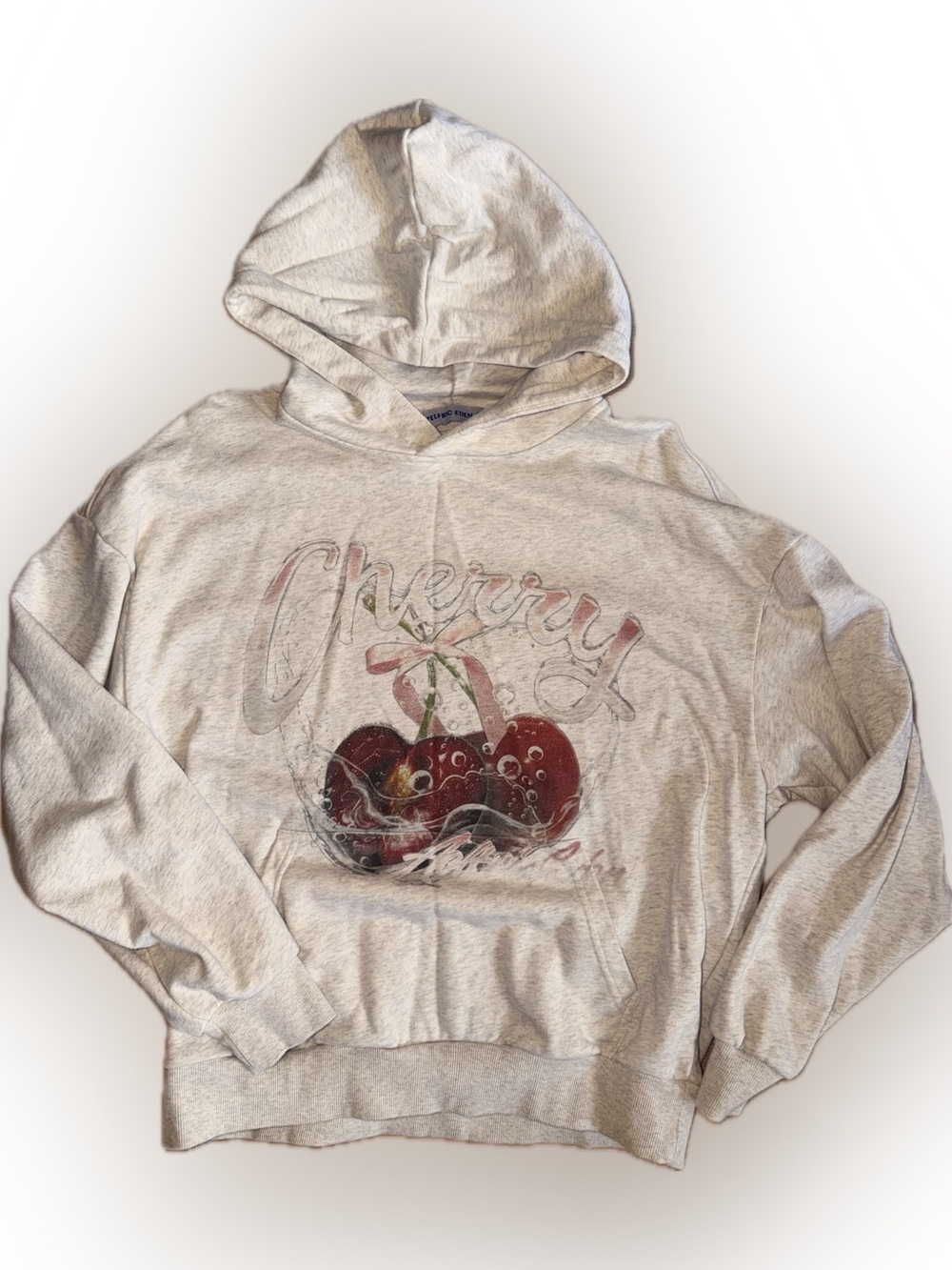 Cherry Graphic Hooded Sweatshirt - White/Light Gray